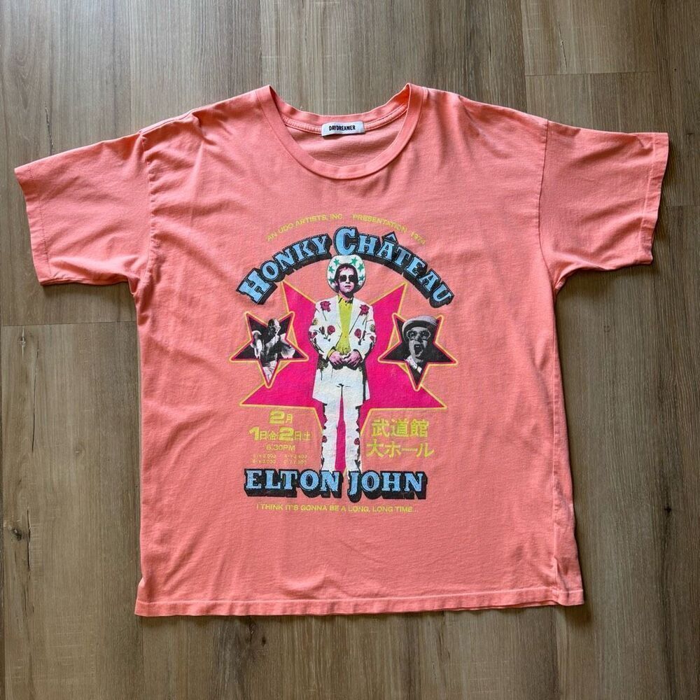 Daydreamer Elton John Honky Chateau Graphic Tee - Coral Pink